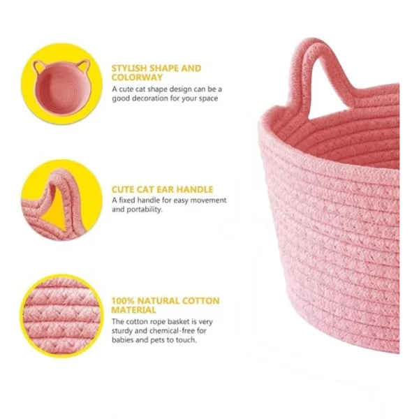 Generic Cotton Plain Cat Basket 9x5 Inch Pack of 1 (Pink) - Image 3