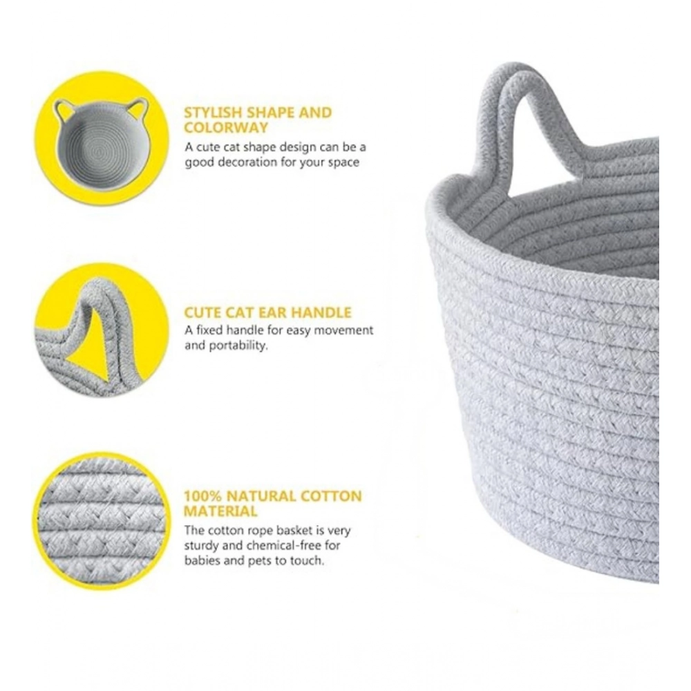 Generic Cotton Plain Cat Basket 9x5 Inch Pack of 1 (Grey) - Image 3
