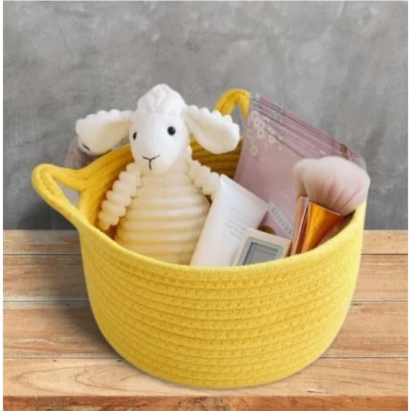 Generic Cotton Plain Cat Basket 9x5 Inch Pack of 1 (Yellow) - Image 4
