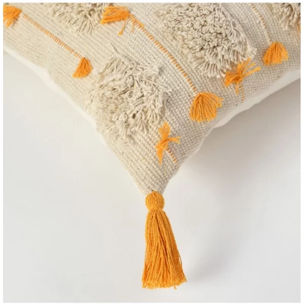 Generic Cotton Handcrafted Pit Loom Cushion Cover 16x16 Inch Pack of 2 (Yellow) - Image 2