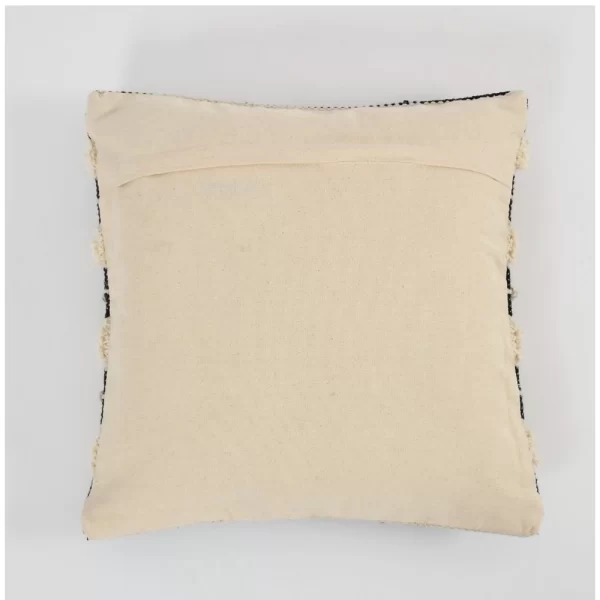 Generic Cotton Striped Handcrafted Pit Loom Cushion Cover 16x16 Inch Pack of 2 (Black Cream) - Image 3