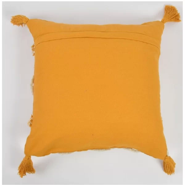 Generic Cotton Tufted Cushion Pillow Cover 16x16 Inch Pack of 2 (Yellow White) - Image 3