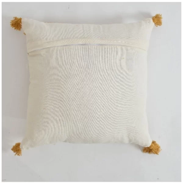 Generic Cotton Flower Tufted Cushion Pillow Cover 16x16 Inch Pack of 2 (Yellow) - Image 2