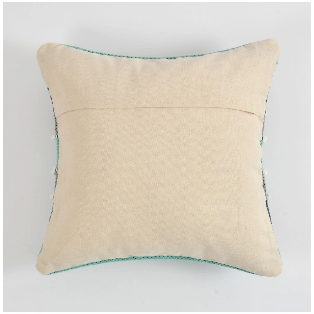 Generic Cotton Handcrafted Pit Loom Cushion Cover 16x16 Inch Pack of 2 (Green) - Image 2