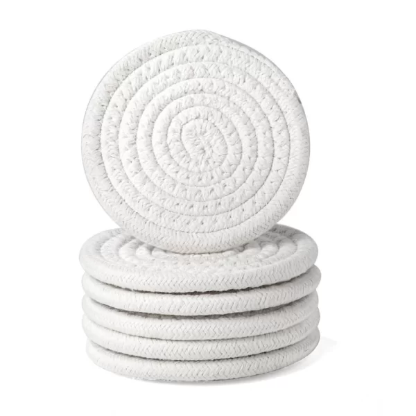Generic Cotton Rope Drink Coasters 6 Pcs Set (White) - Image 4