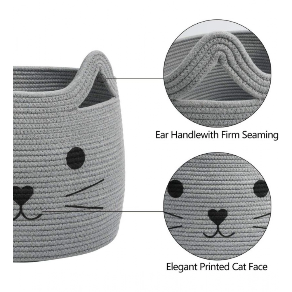 Generic Cotton Large Storage Cat Basket 15x11 Inch Pack of 1 (Grey) - Image 3