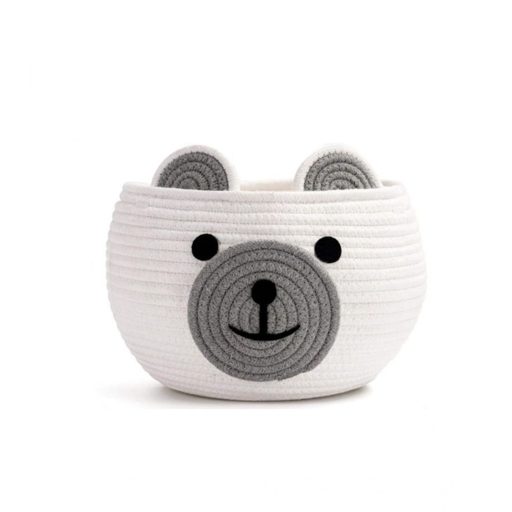 Generic Cotton Bear Shaped Storage Baskets Pack of 1 (White) - Image 3