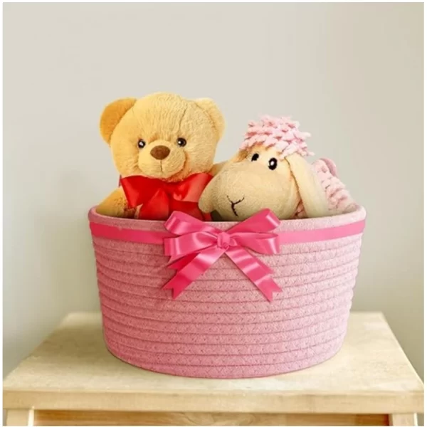 Generic Cotton Plain Cat Basket 9x5 Inch Pack of 1 (Pink) - Image 2