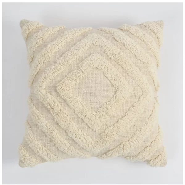 Generic Cotton Tufted Cushion Pillow Cover 16x16 Inch Pack of 2 (Off White) - Image 3